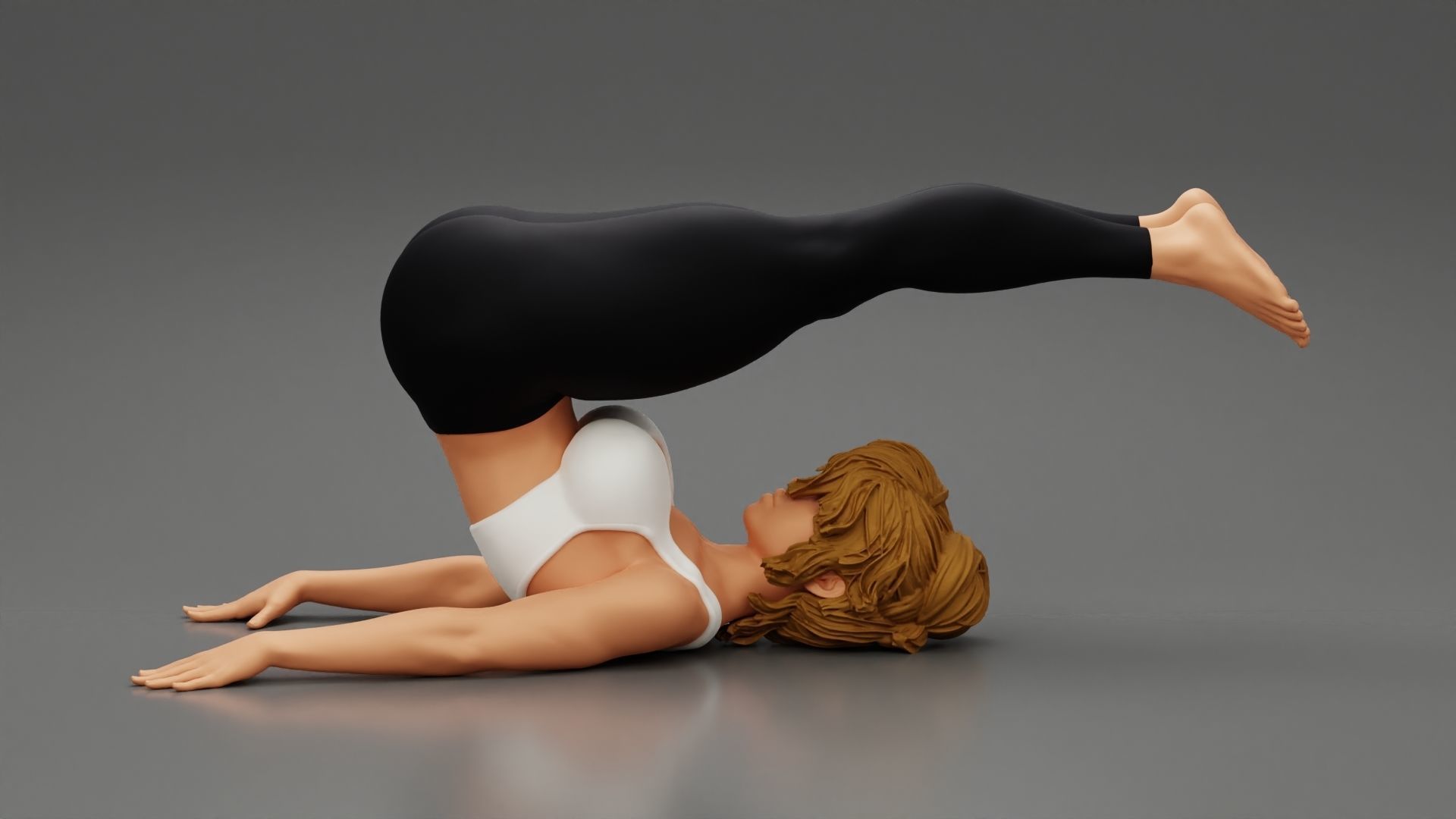 Sporty Woman Doing Yoga the Plough Posture 3D print model_3