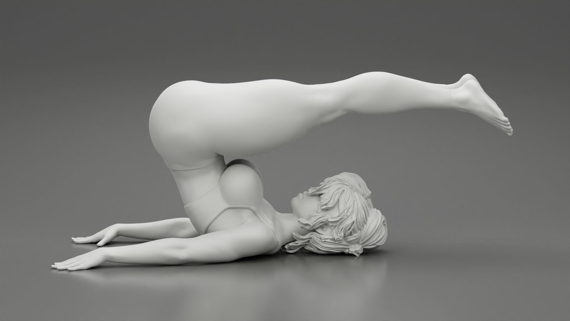 Sporty Woman Doing Yoga the Plough Posture 3D print model_10