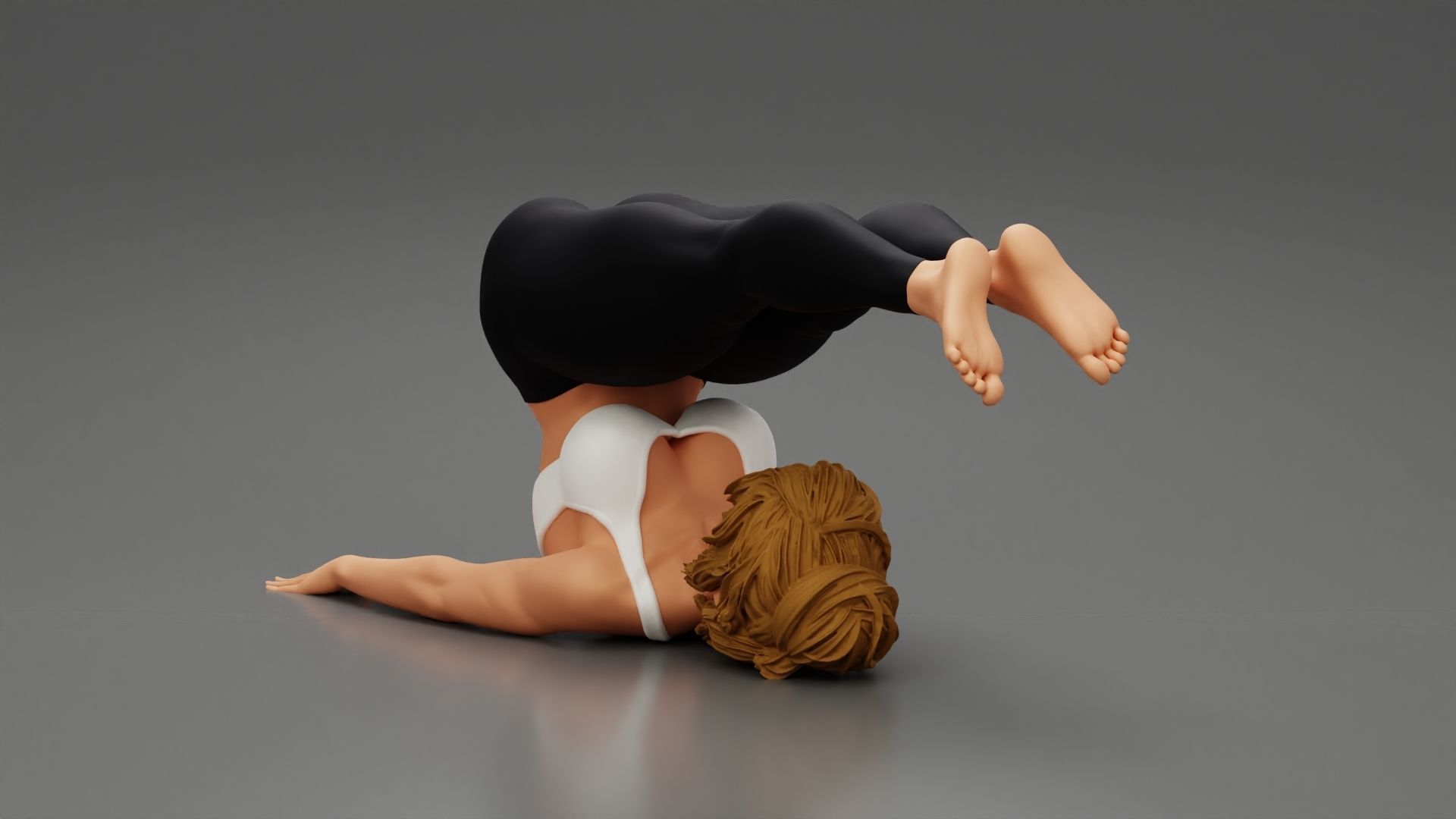 Sporty Woman Doing Yoga the Plough Posture 3D print model_2