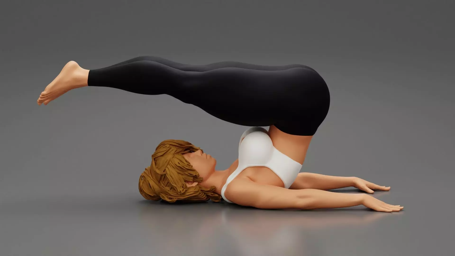 Sporty Woman Doing Yoga the Plough Posture 3D print model_0