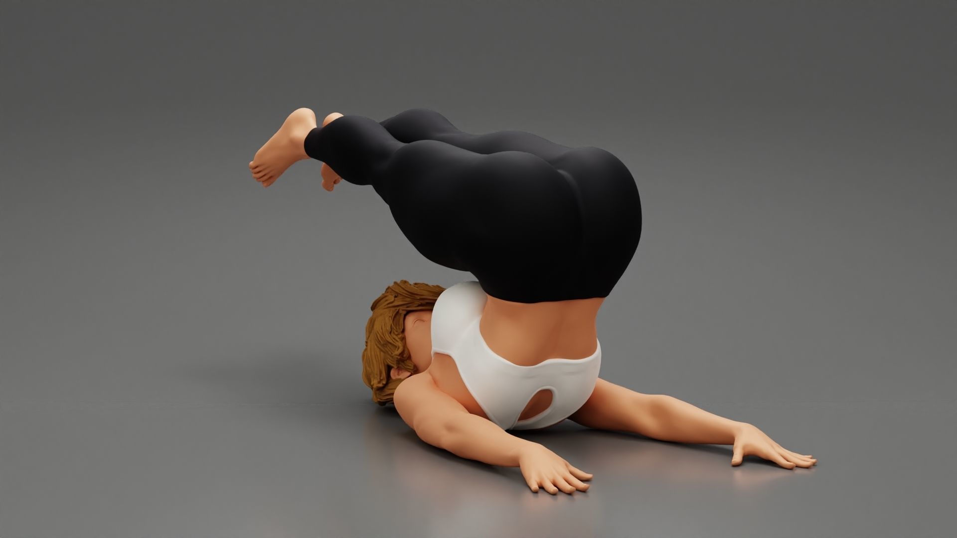 Sporty Woman Doing Yoga the Plough Posture 3D print model_5