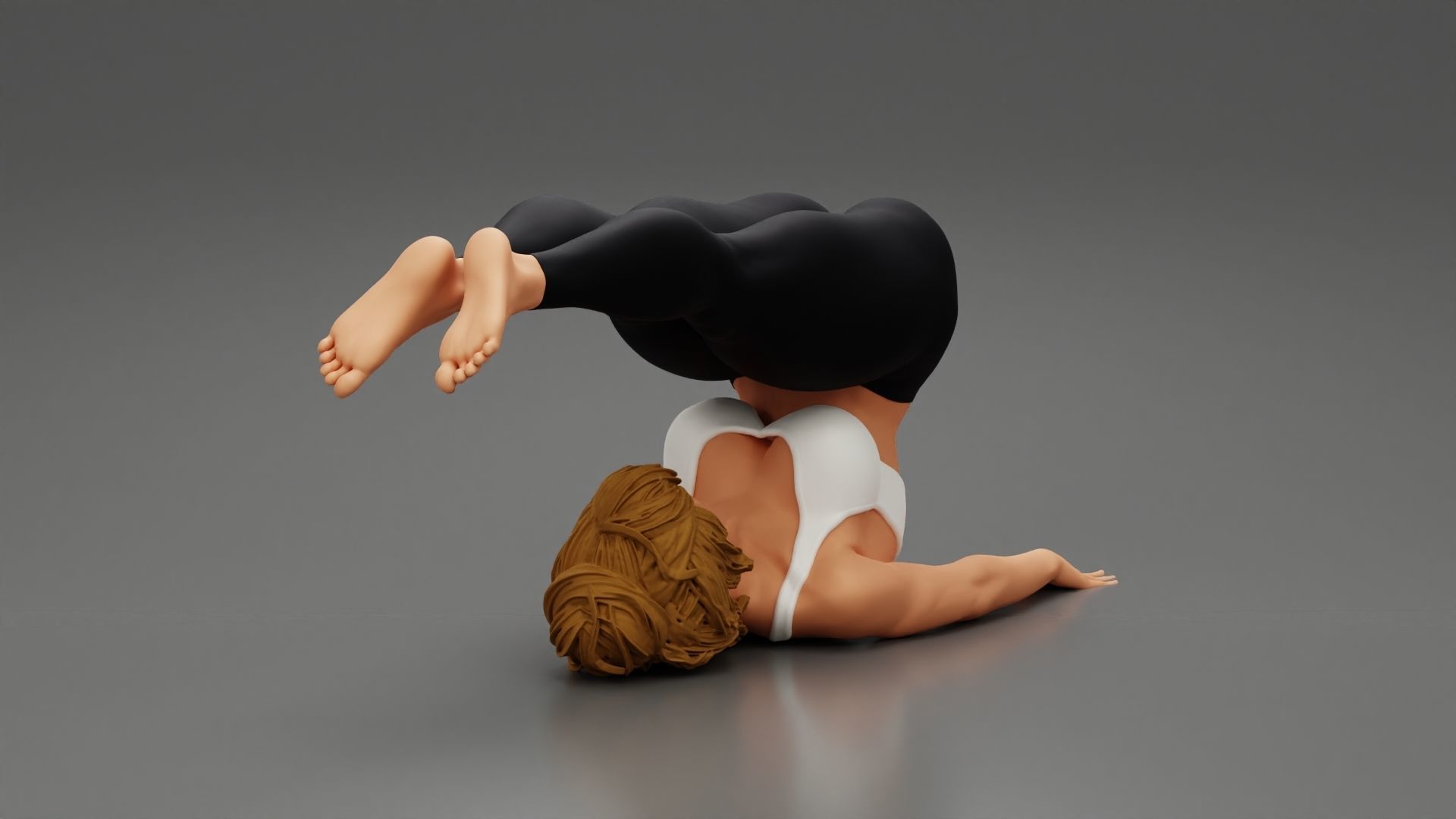 Sporty Woman Doing Yoga the Plough Posture 3D print model_1