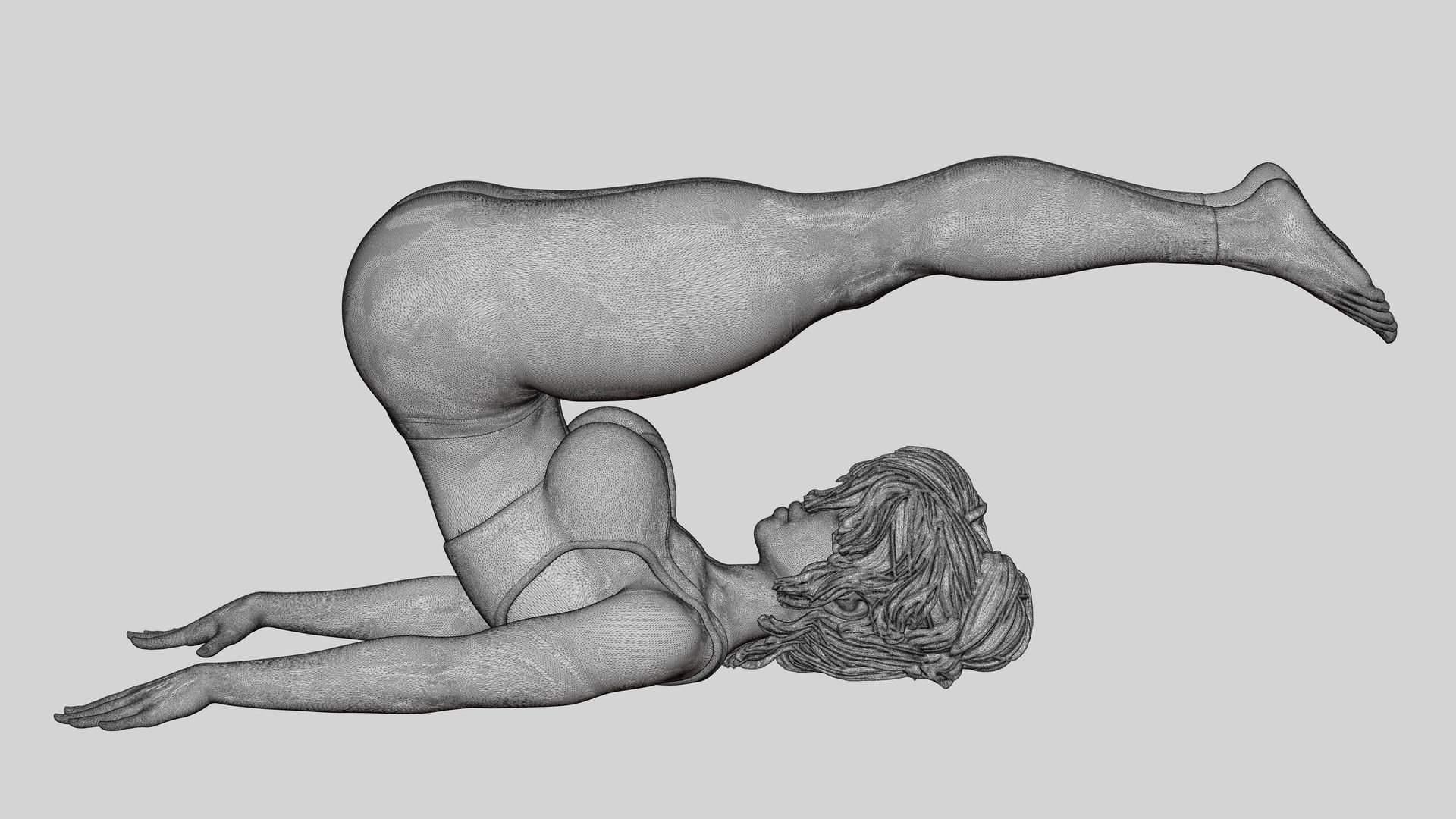 Sporty Woman Doing Yoga the Plough Posture 3D print model_14