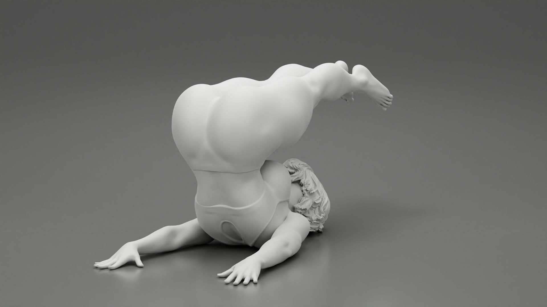 Sporty Woman Doing Yoga the Plough Posture 3D print model_9