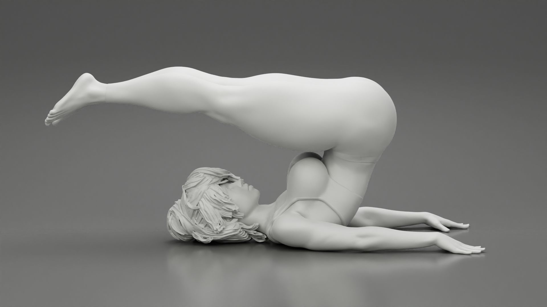 Sporty Woman Doing Yoga the Plough Posture 3D print model_6