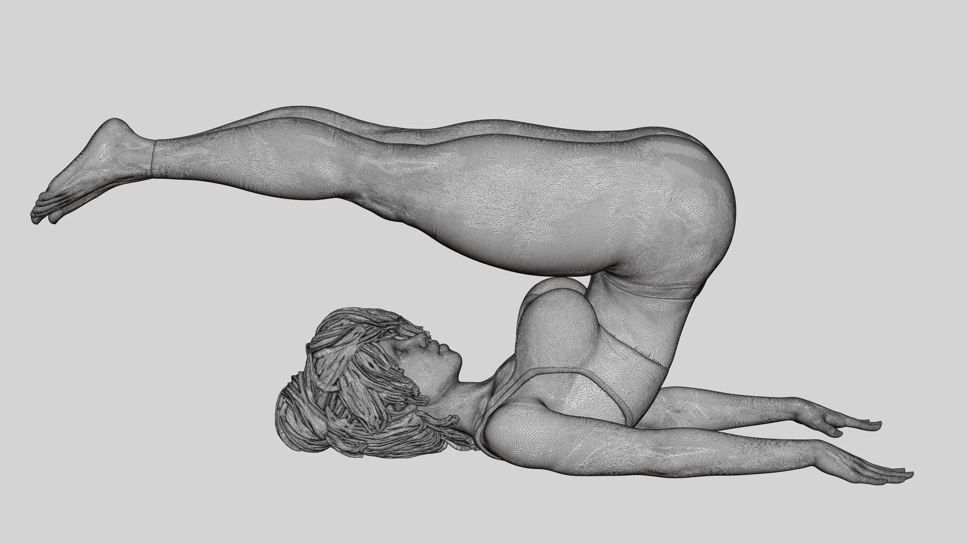 Sporty Woman Doing Yoga the Plough Posture 3D print model_12