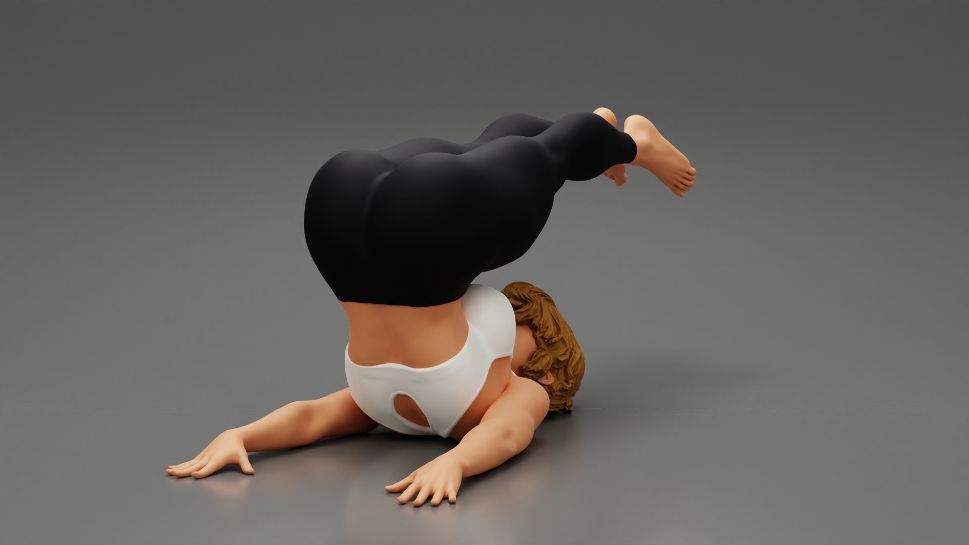 Sporty Woman Doing Yoga the Plough Posture 3D print model_4