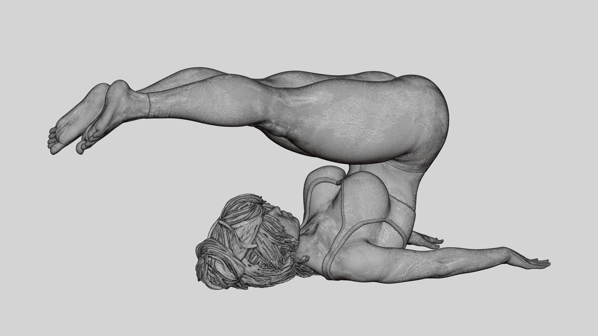 Sporty Woman Doing Yoga the Plough Posture 3D print model_13