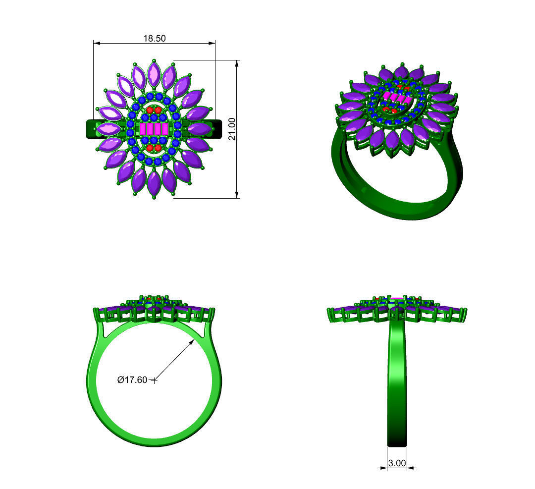 Diamond Ring 3D print model_3