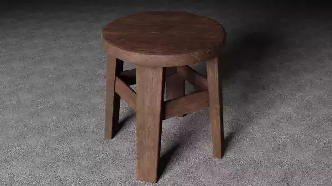 Medieval Stool - Game Ready
