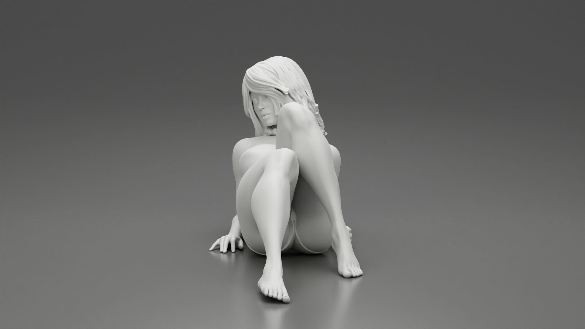 Sexy Adult Woman in Swimsuit Sunbathing on the Beach 3D print model_11