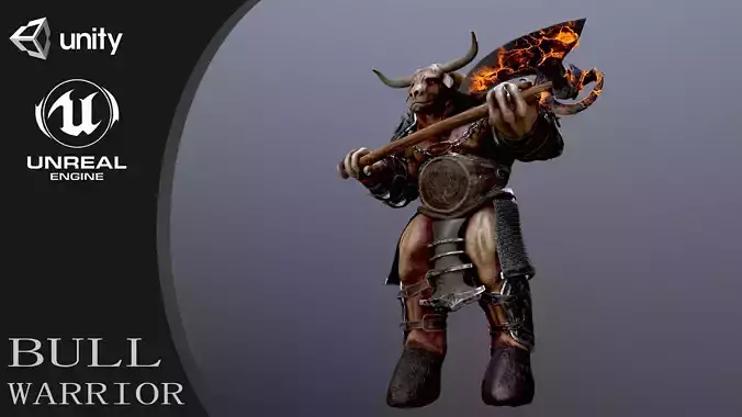 Bull warrior Low-poly 3D model