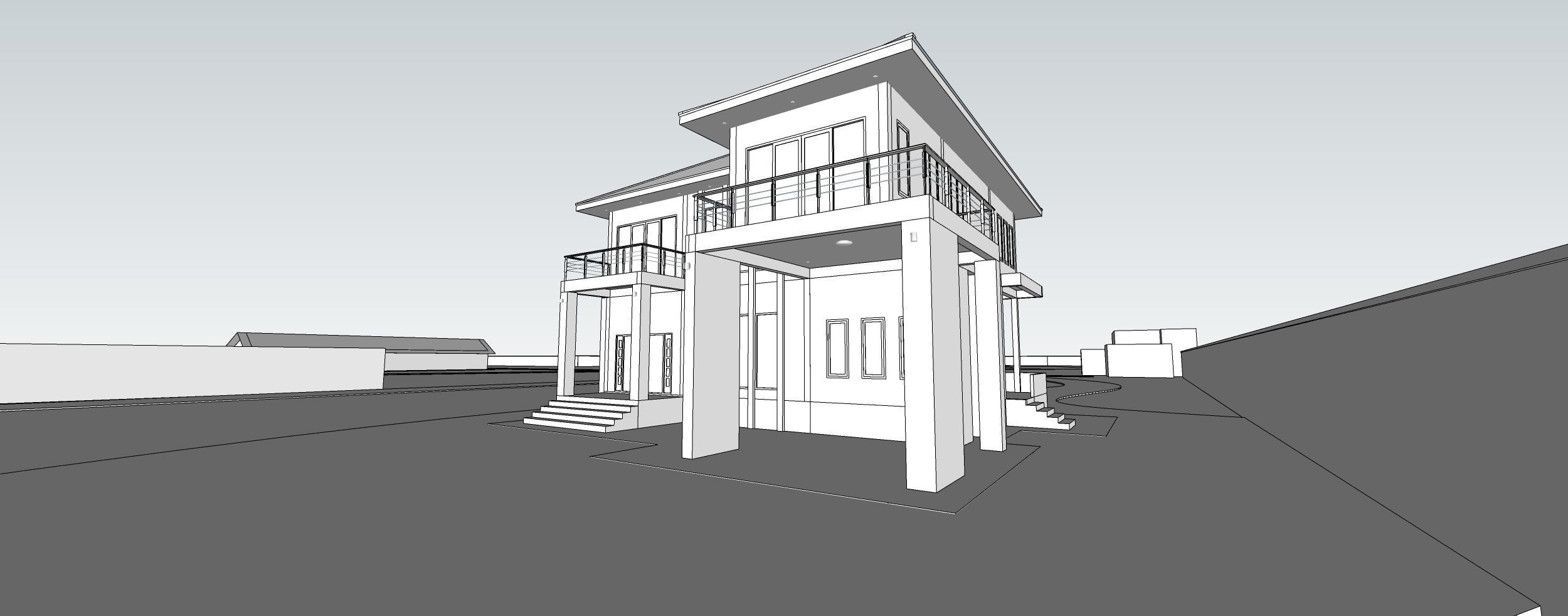 House building exterior design Low-poly 3D model_7