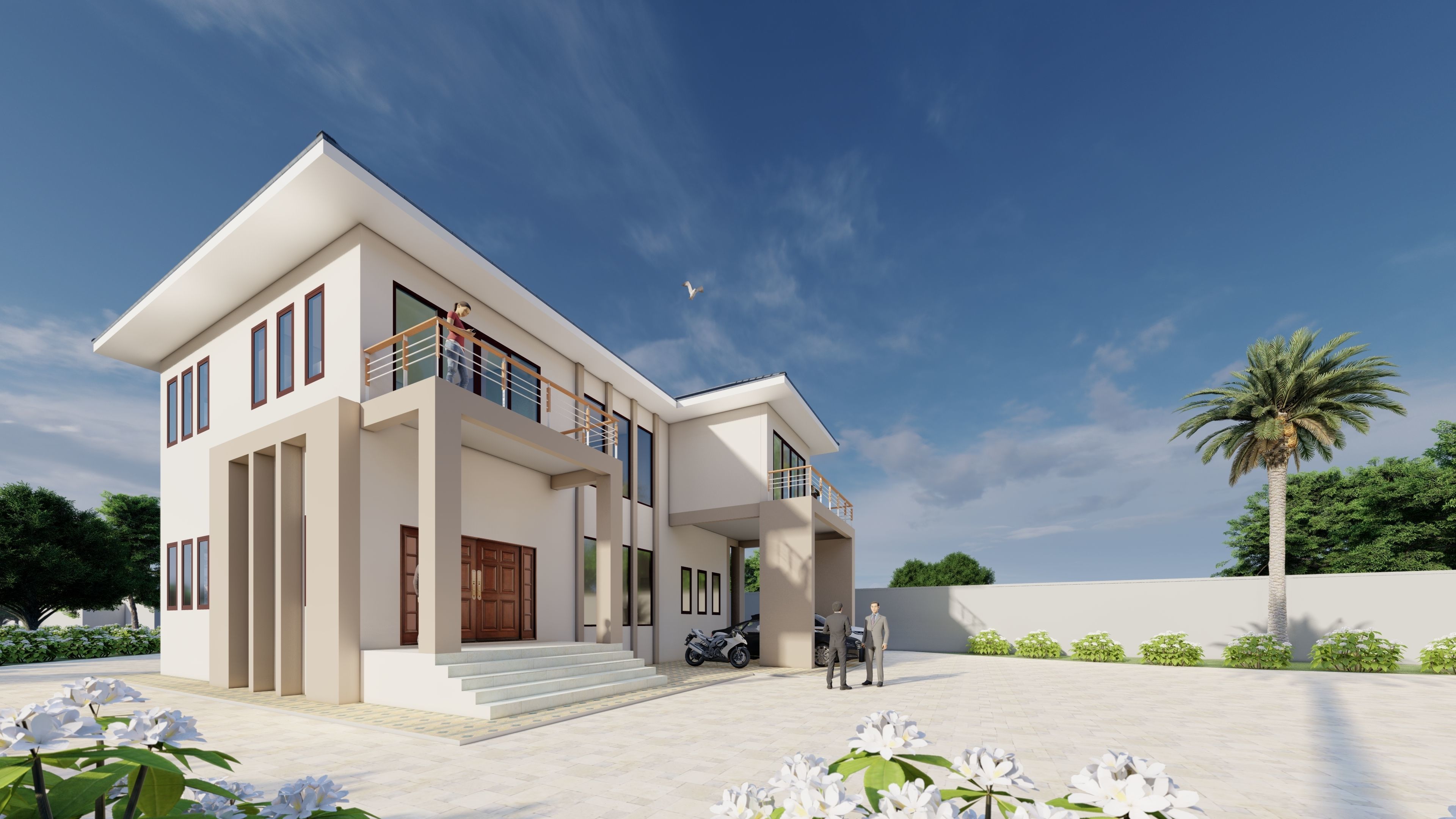 House building exterior design Low-poly 3D model_2
