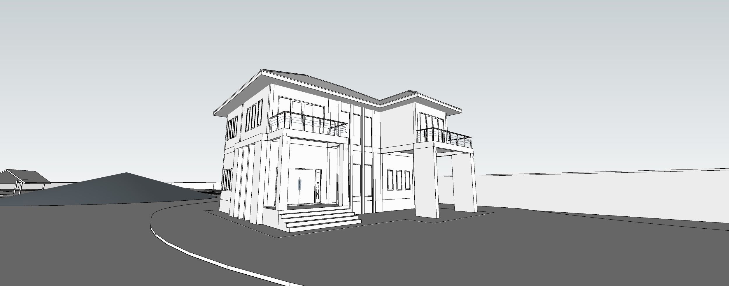 House building exterior design Low-poly 3D model_6
