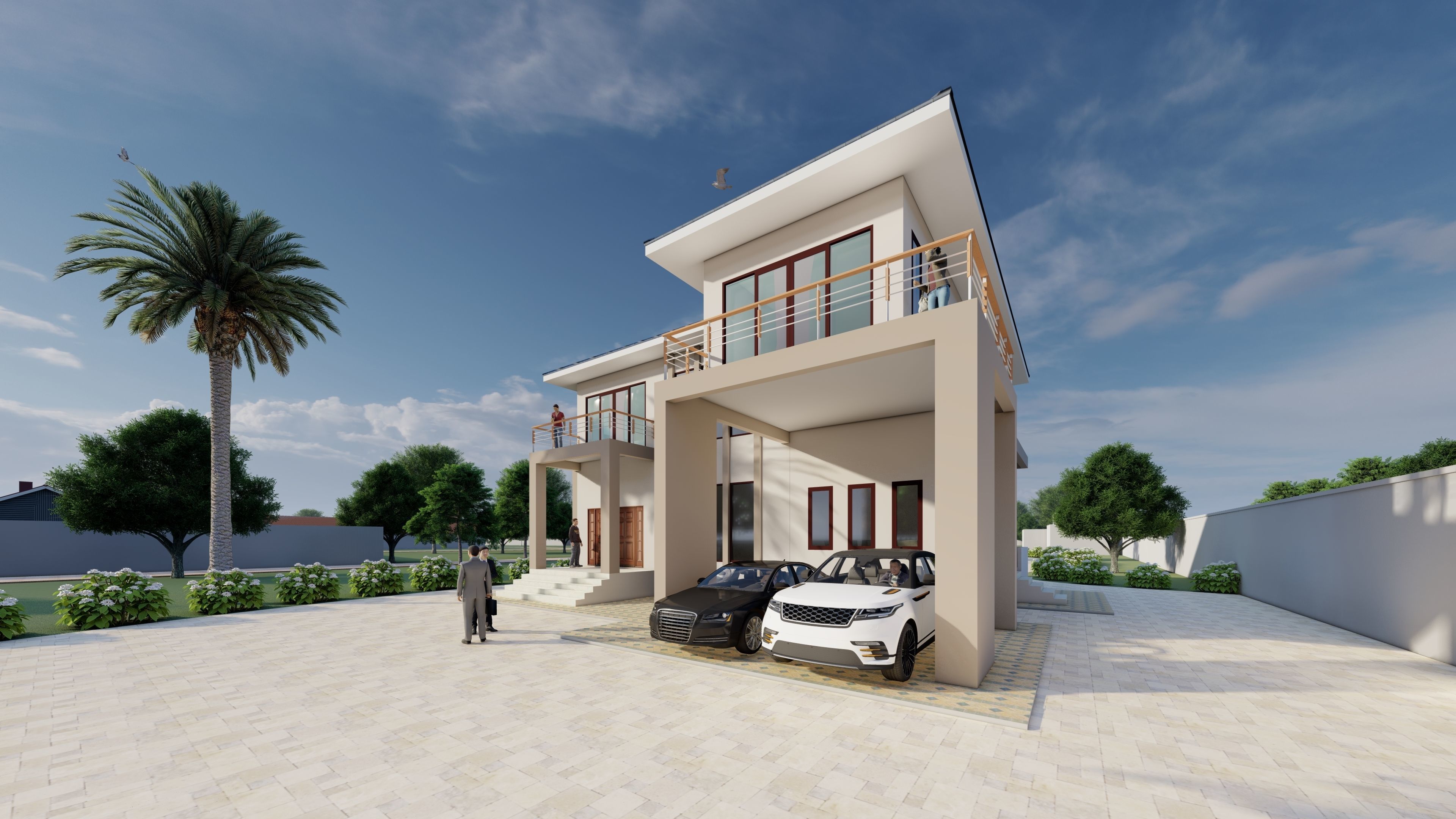 House building exterior design Low-poly 3D model_3