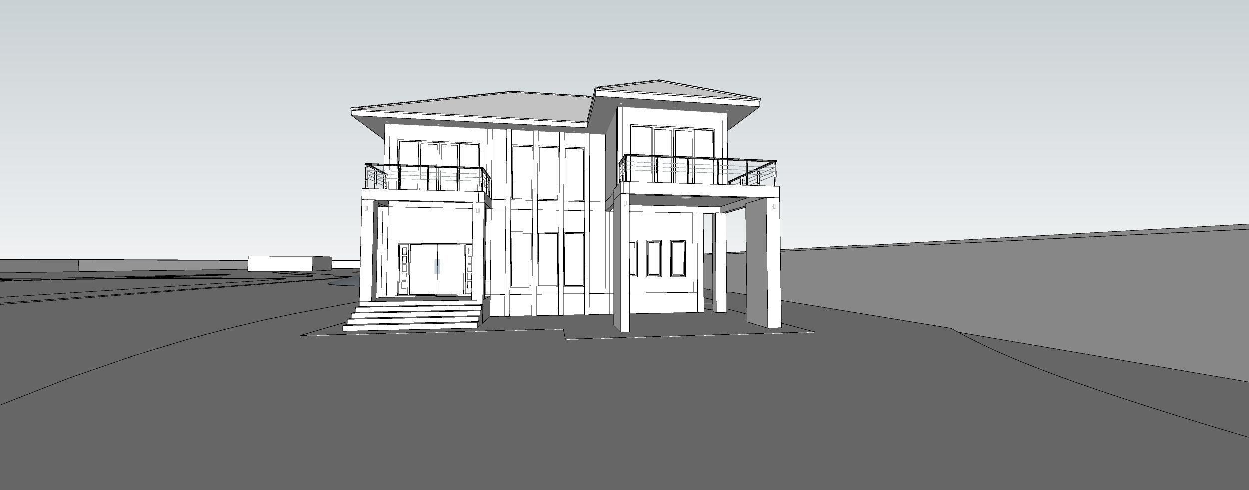 House building exterior design Low-poly 3D model_4