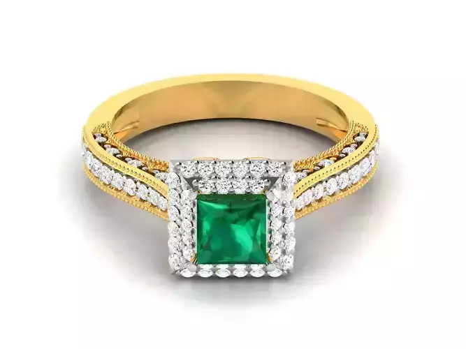 Solitaire Princess Stone Ring 3dm Render Detail 3D print model