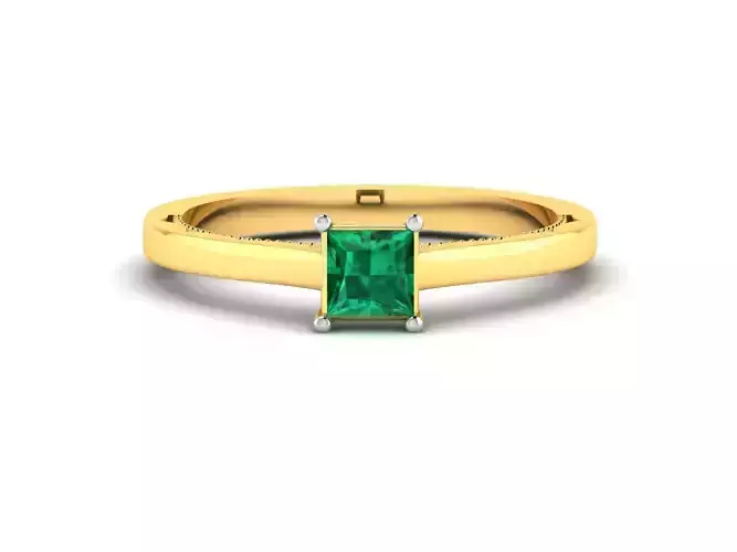 Solitaire Princess Stone Ring 3dm Render Detail