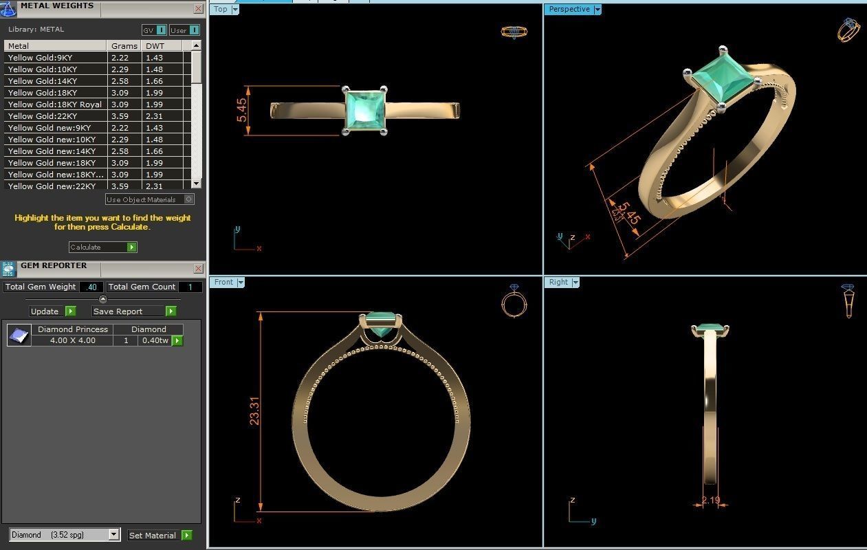 Solitaire Princess Stone Ring 3dm Render Detail 3D print model_2