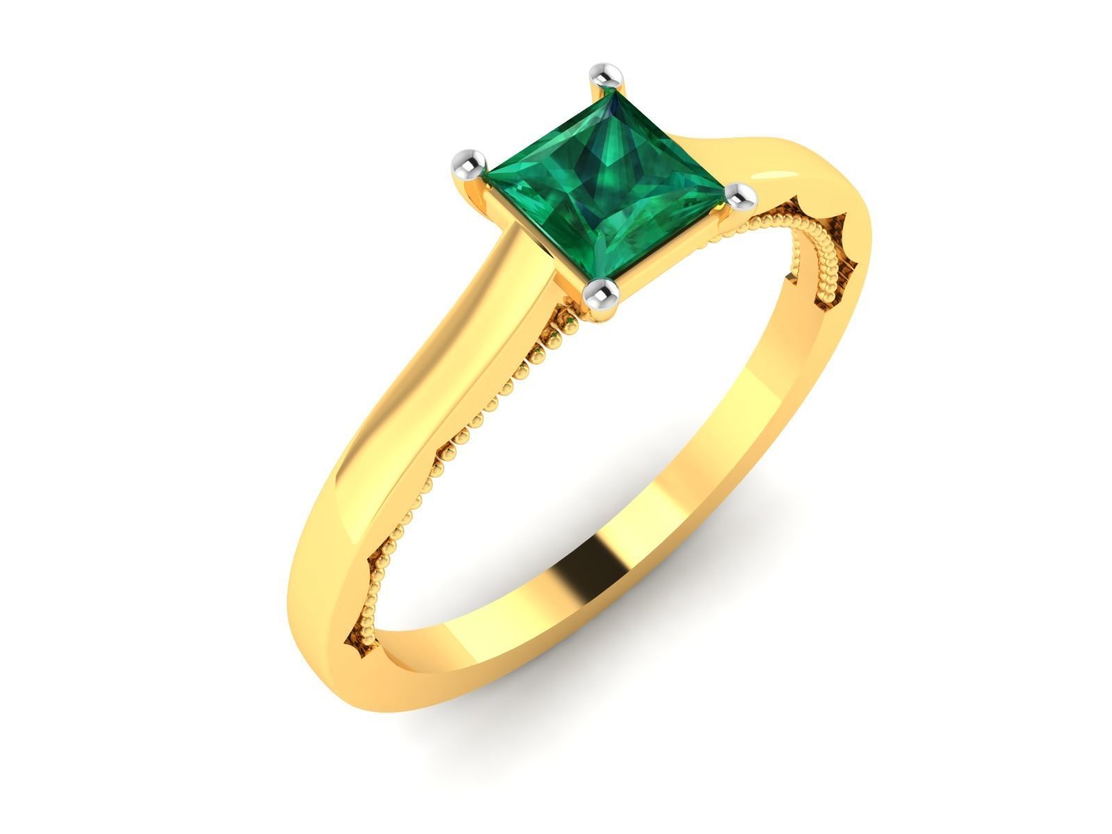 Solitaire Princess Stone Ring 3dm Render Detail 3D print model_3