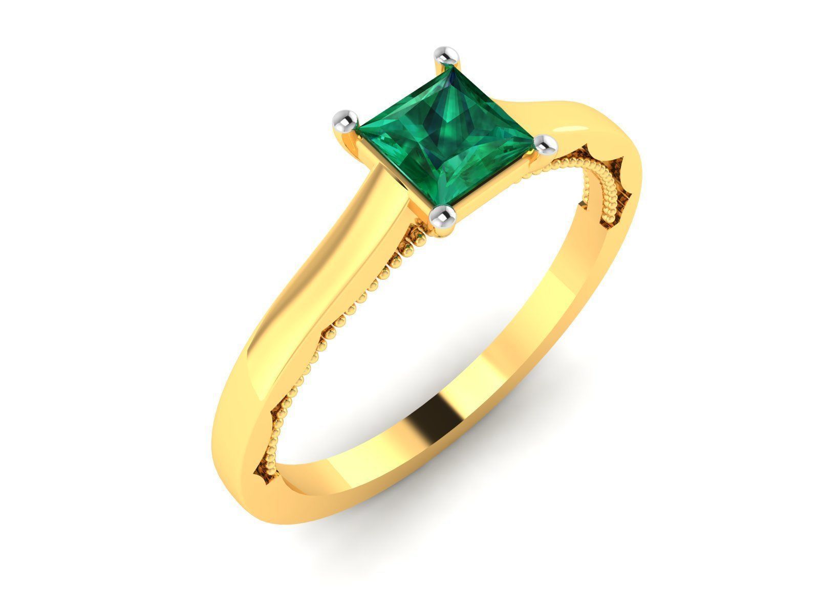 Solitaire Princess Stone Ring 3dm Render Detail 3D print model_1