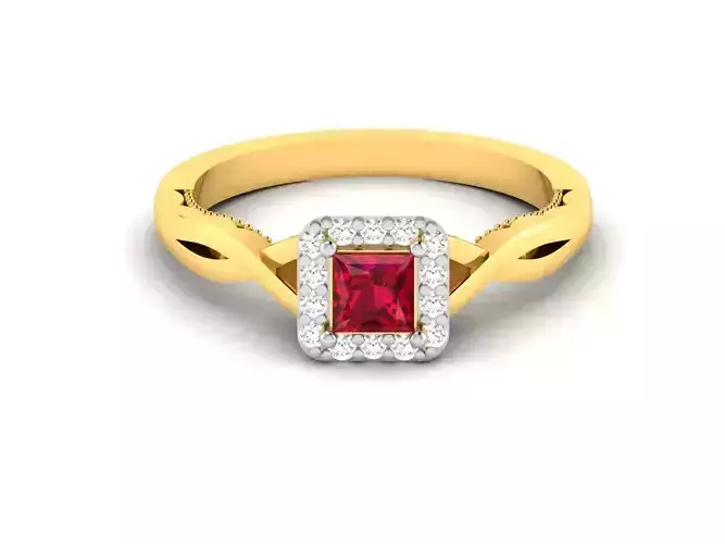 Solitaire Princess Stone Ring 3dm Render Detail 3D print model