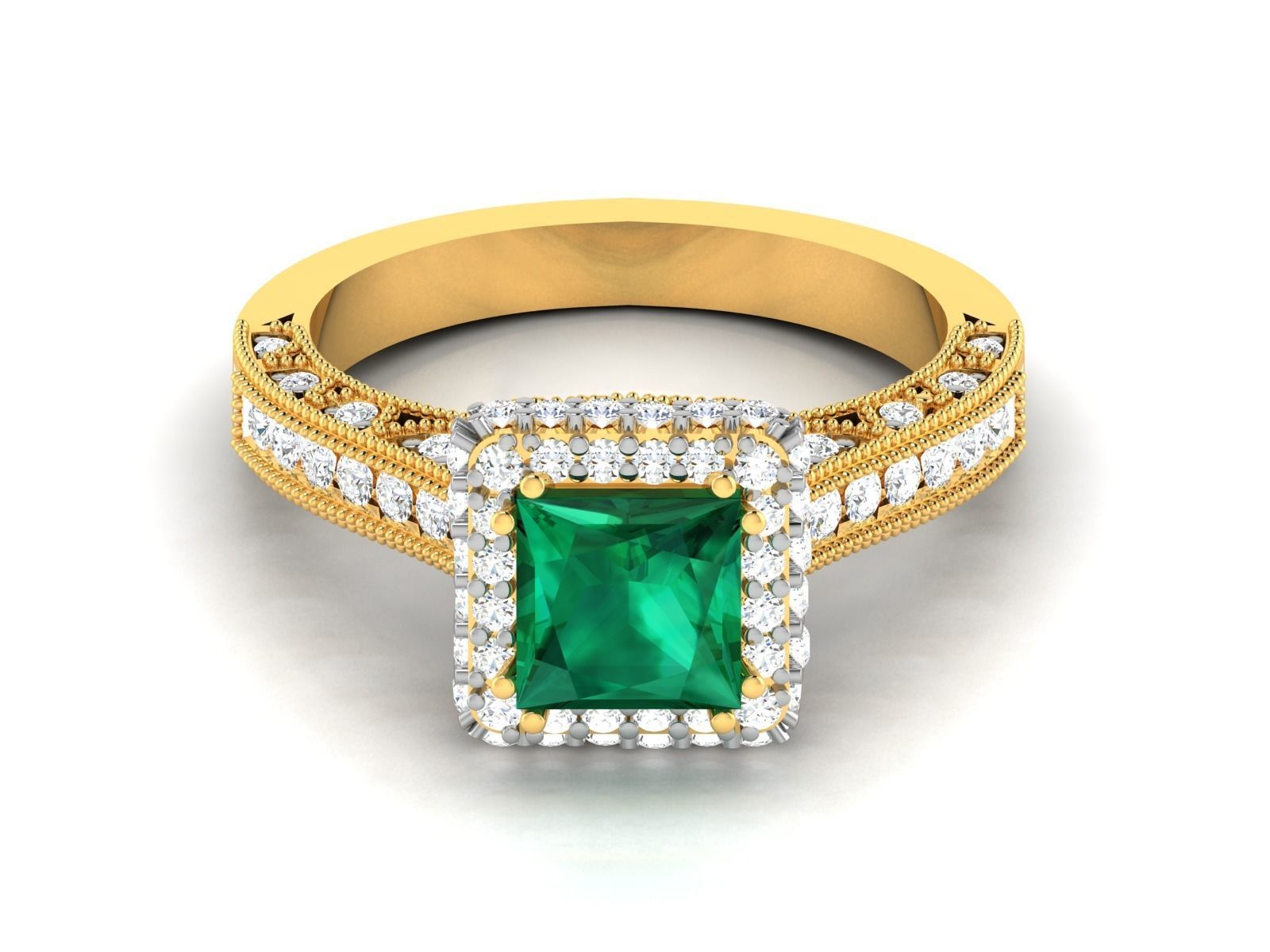 Solitaire Princess Stone Ring 3dm Render Detail 3D print model_1