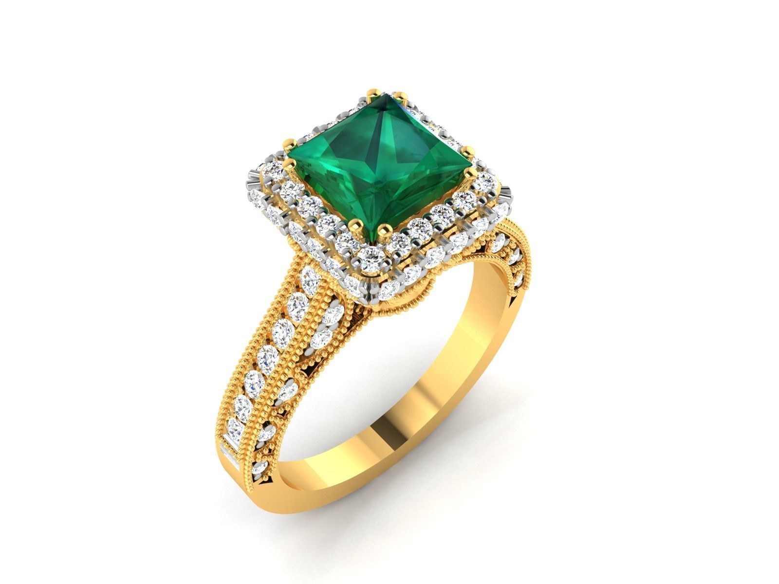 Solitaire Princess Stone Ring 3dm Render Detail 3D print model_4