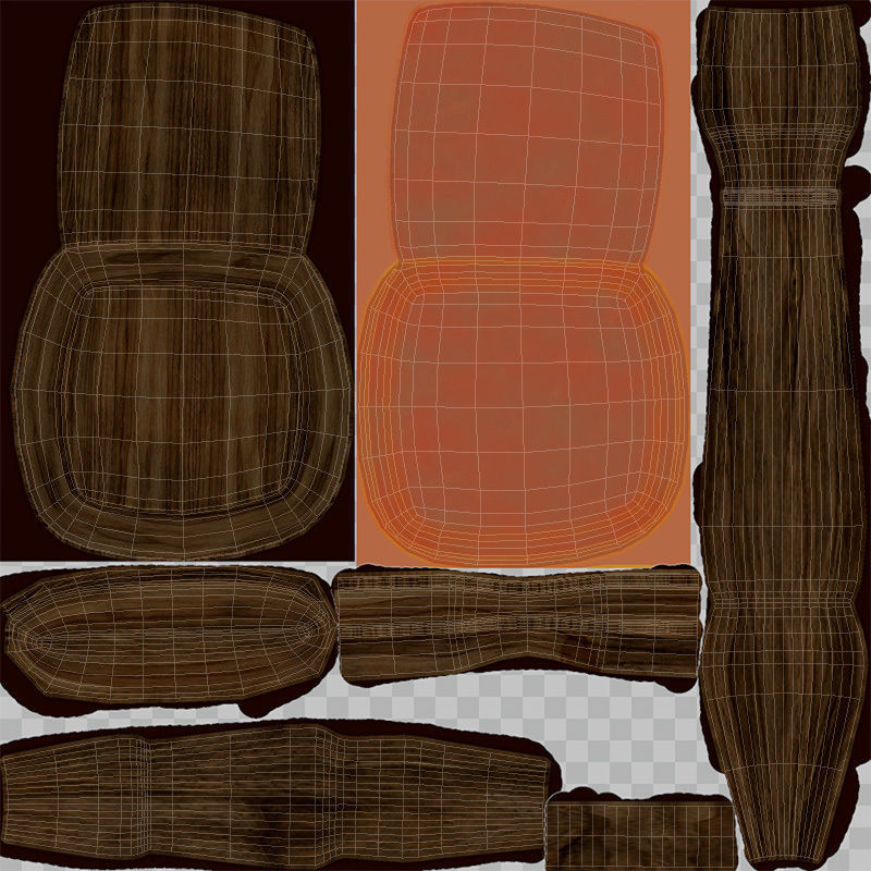 Wooden Chair Low-poly 3D model_6