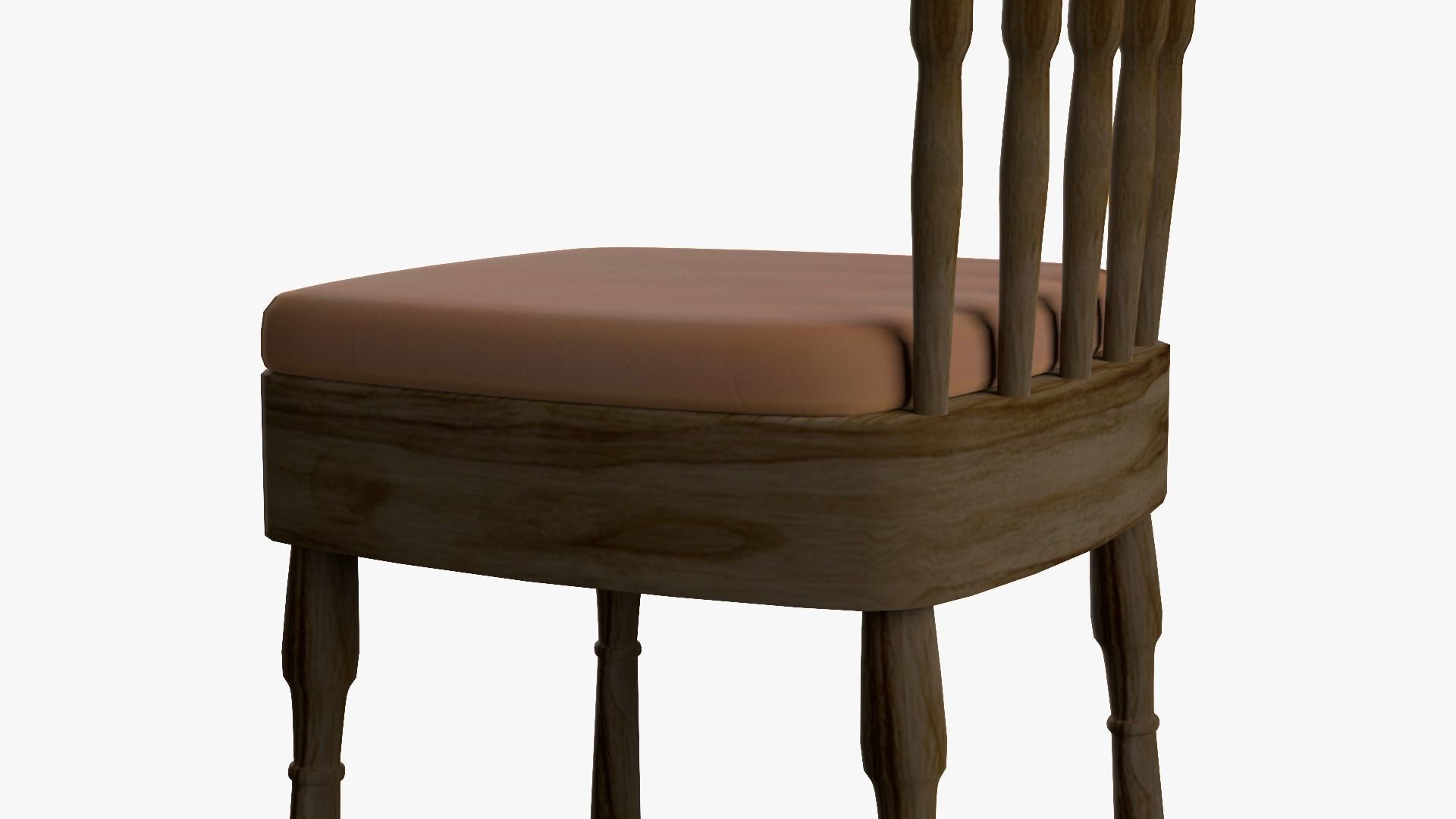 Wooden Chair Low-poly 3D model_4