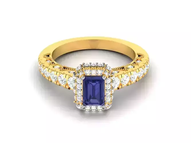 Solitaire Emerald Stone Ring 3dm Render Detail 3D print model
