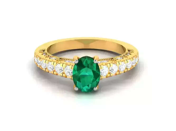 Solitaire Oval Stone Ring 3dm Render Detail 3D print model