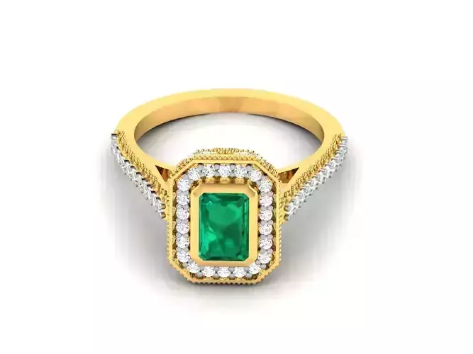 Solitaire Emerald Stone Ring 3dm Render Detail 3D print model