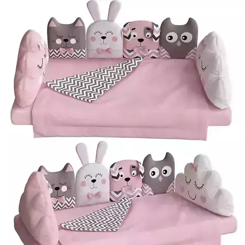 Kids bed with toy 3d model