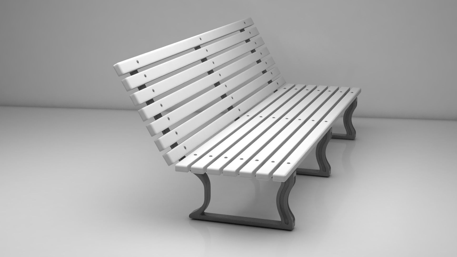 Park Bench 3D model_4