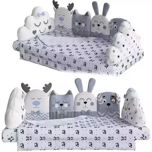 baby kid mattress with toys 3d model