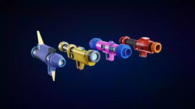 Low poly Guns different colored