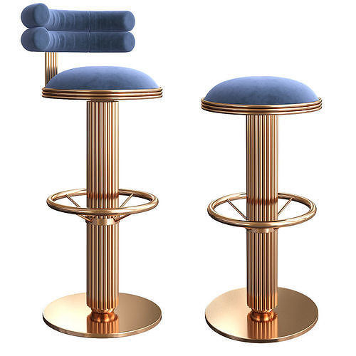 Mezzo Collection Mulligan bar chair 3d model Low-poly 3D model 3