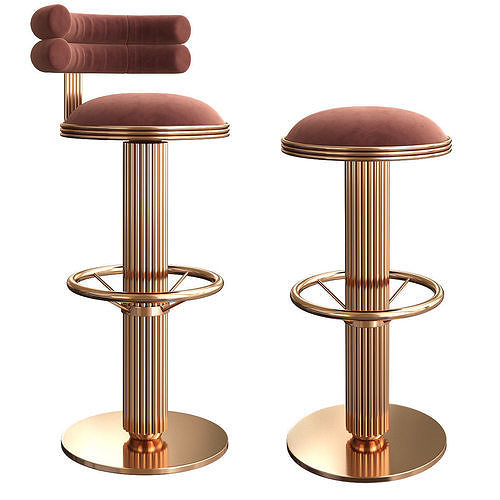 Mezzo Collection Mulligan bar chair 3d model Low-poly 3D model 2