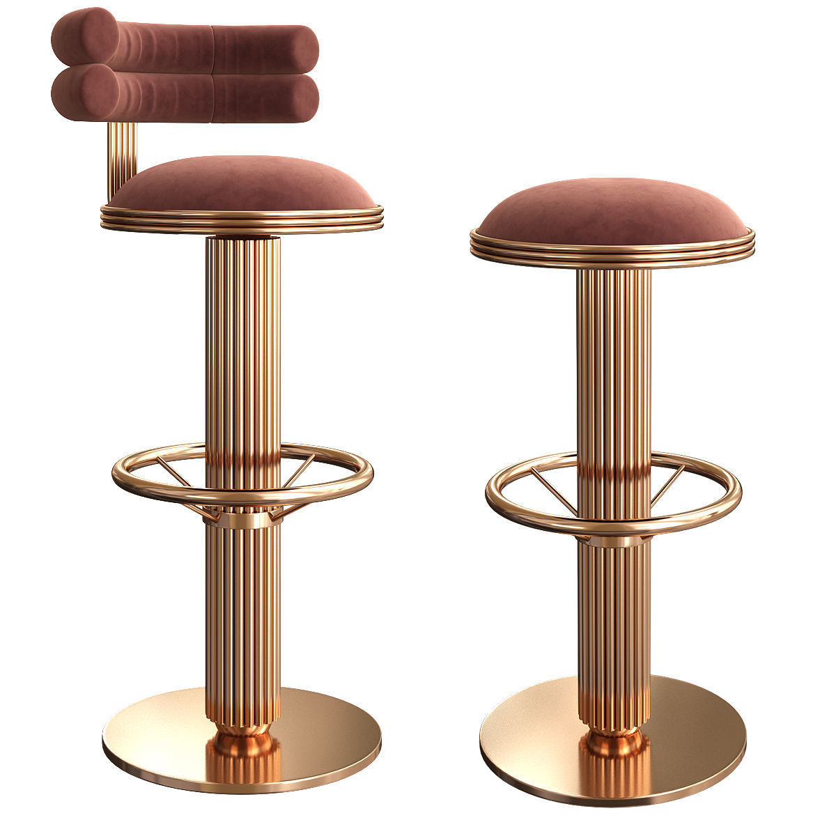 Mezzo Collection Mulligan bar chair 3d model Low-poly 3D model_1