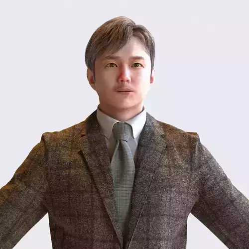 Asian Business Man in A-pose 1 - B1-M1S A 3D model