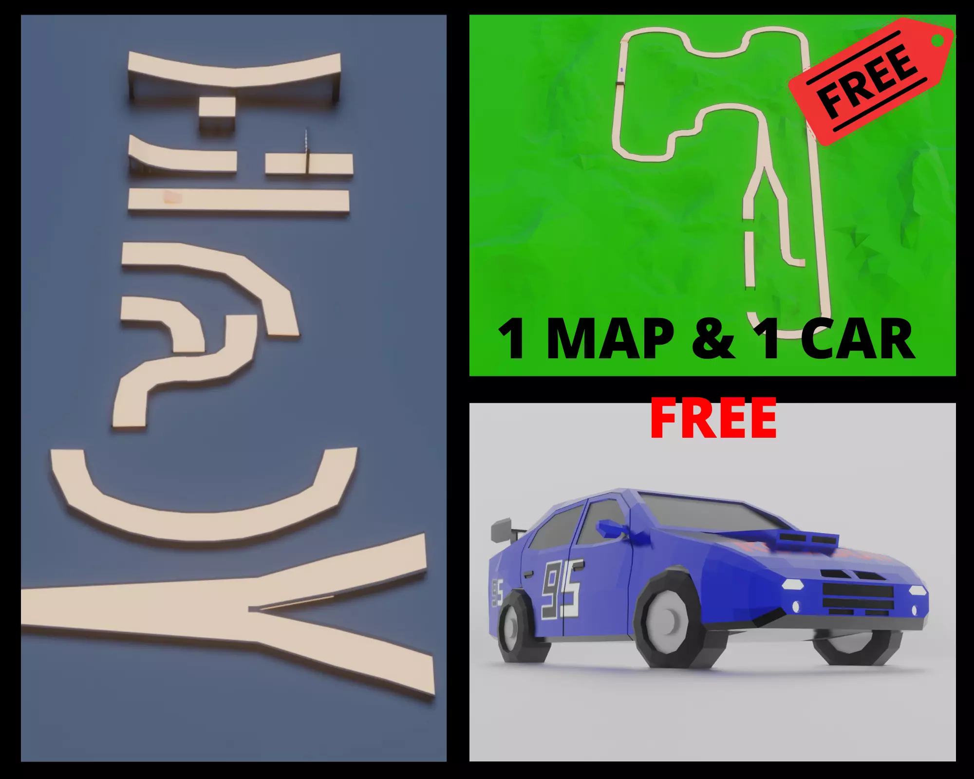 Race Track Construction Kit Low-poly 3D model