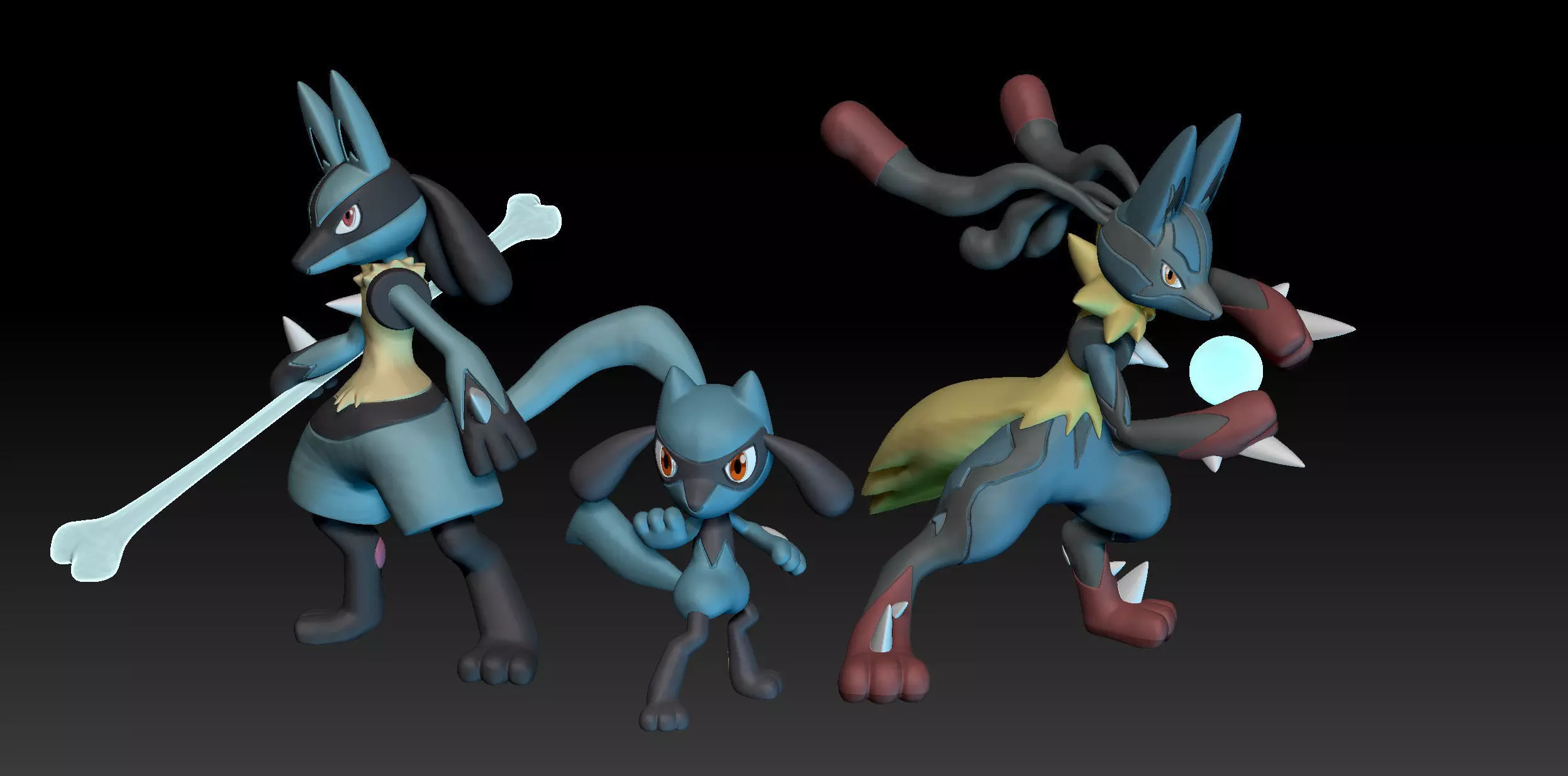 Pokemon Riolu Lucario Mega Evolution 3D print model_0