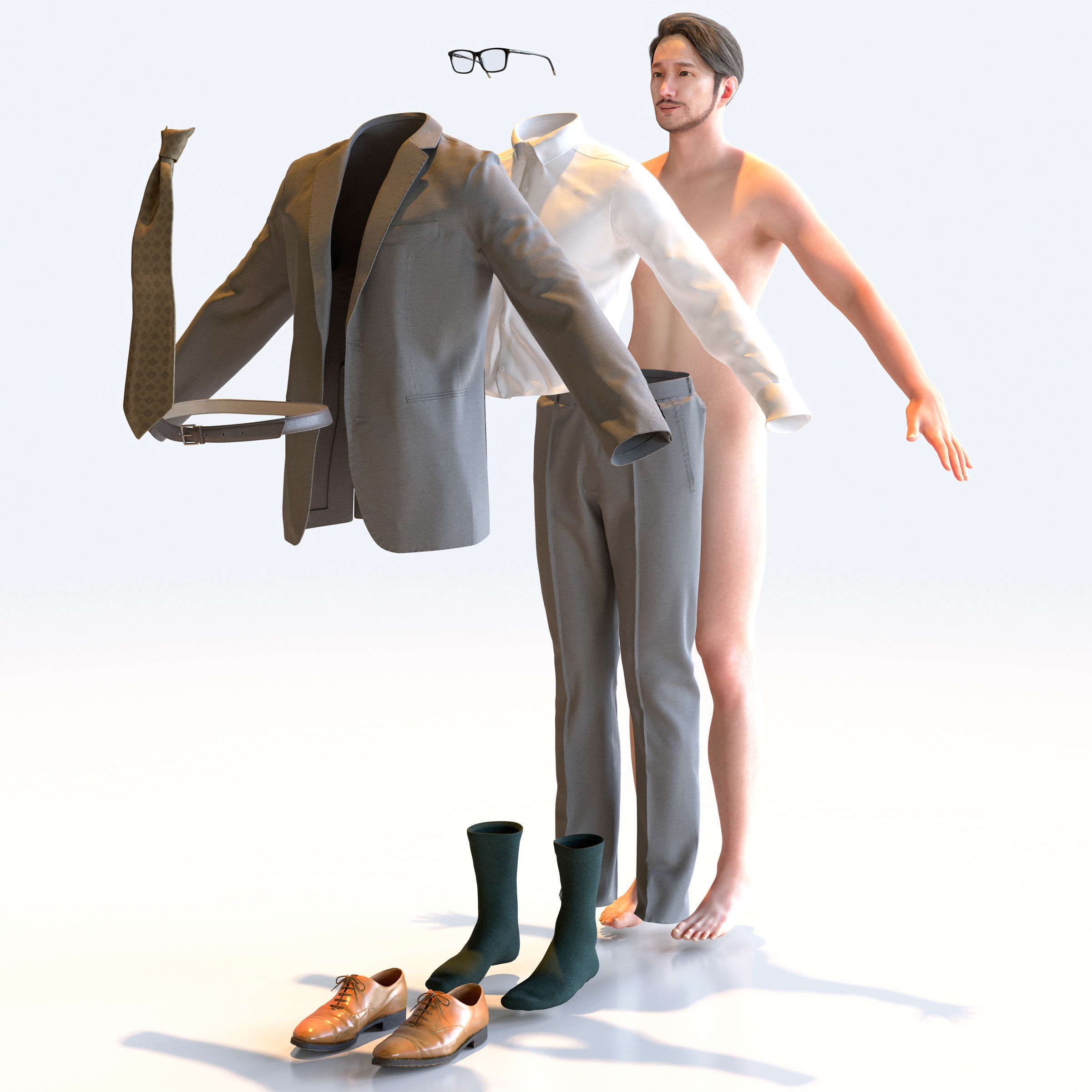 Asian Business Man in A-pose 2 - B1-M2U A 3D model_5