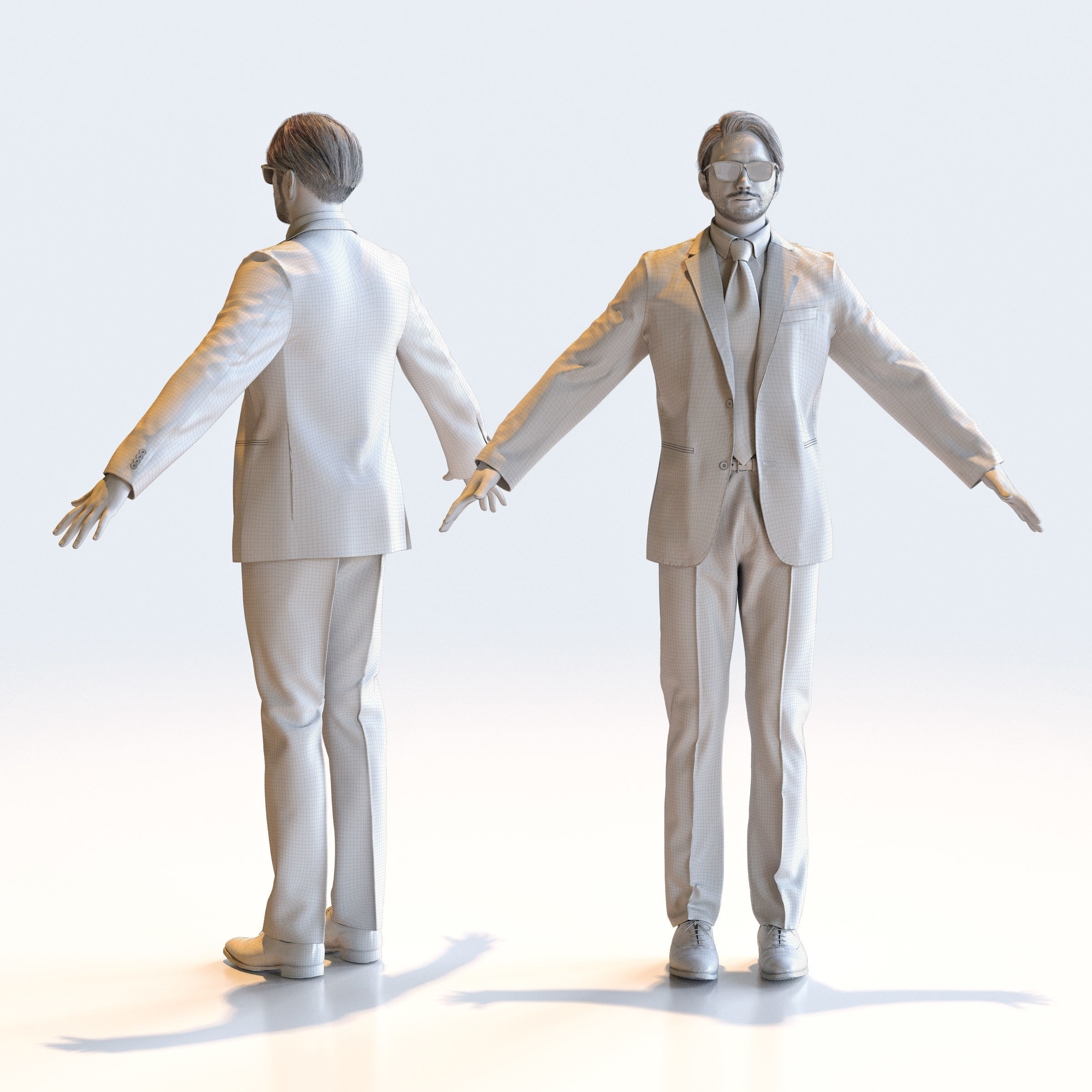 Asian Business Man in A-pose 2 - B1-M2U A 3D model_2