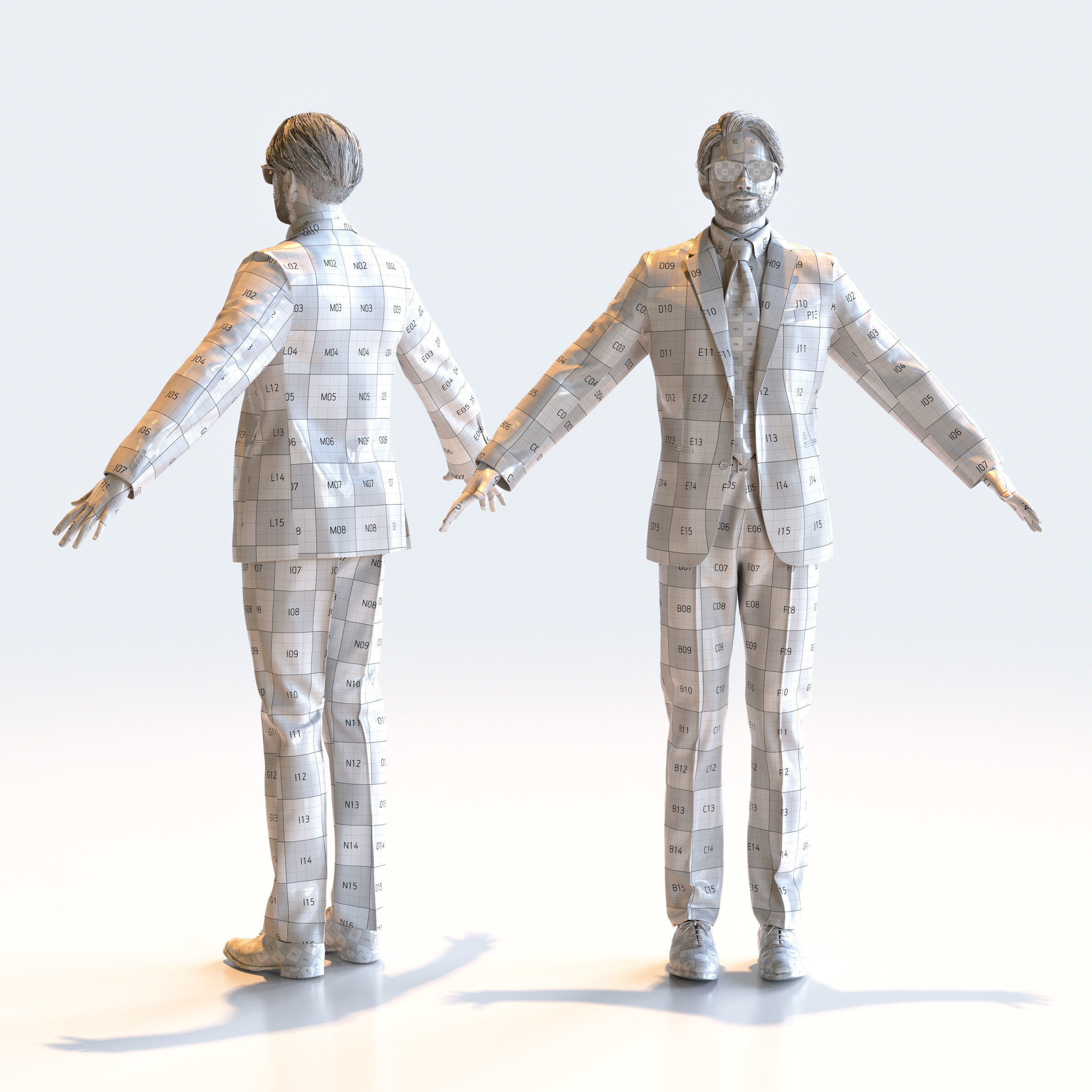 Asian Business Man in A-pose 2 - B1-M2U A 3D model_3