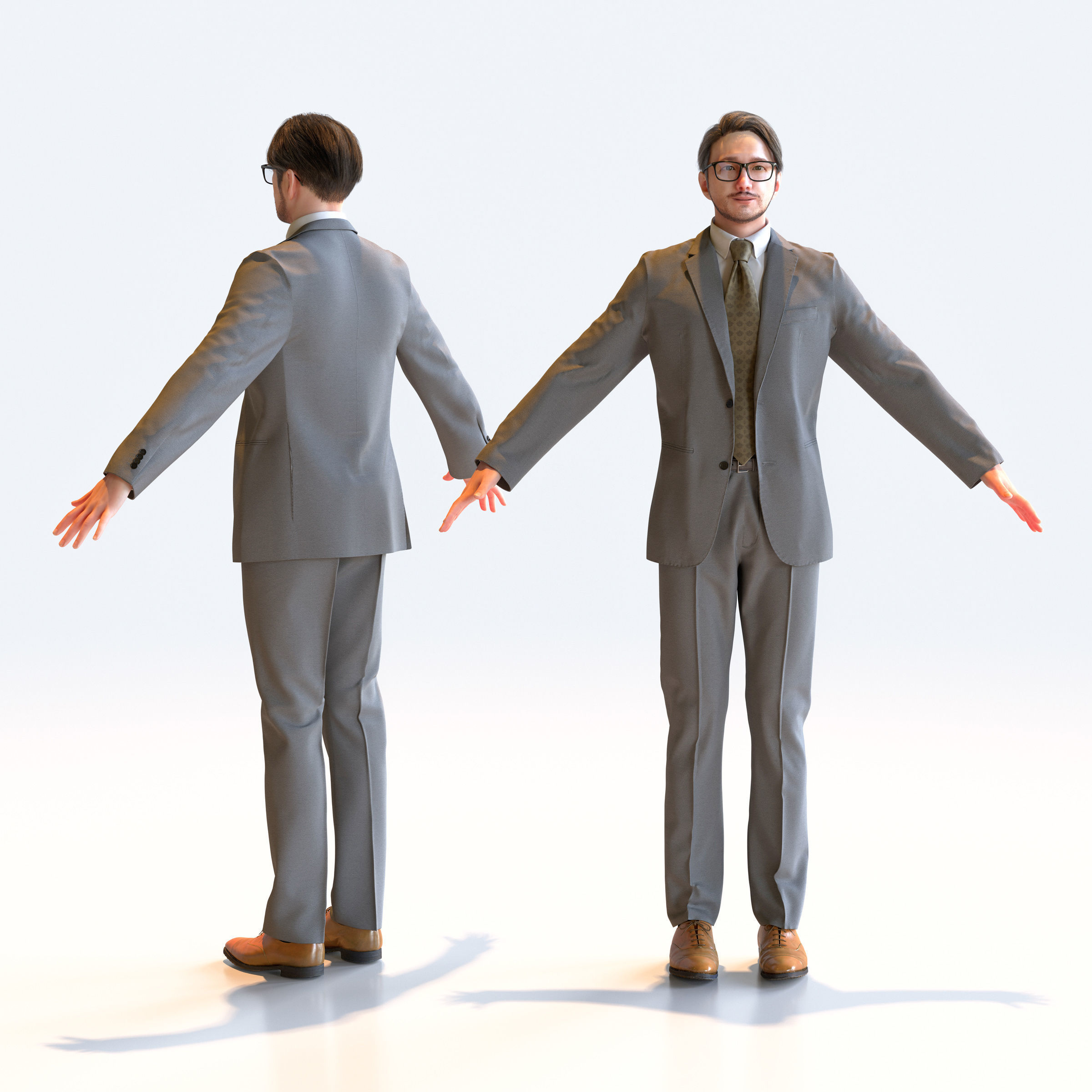 Asian Business Man in A-pose 2 - B1-M2U A 3D model_1