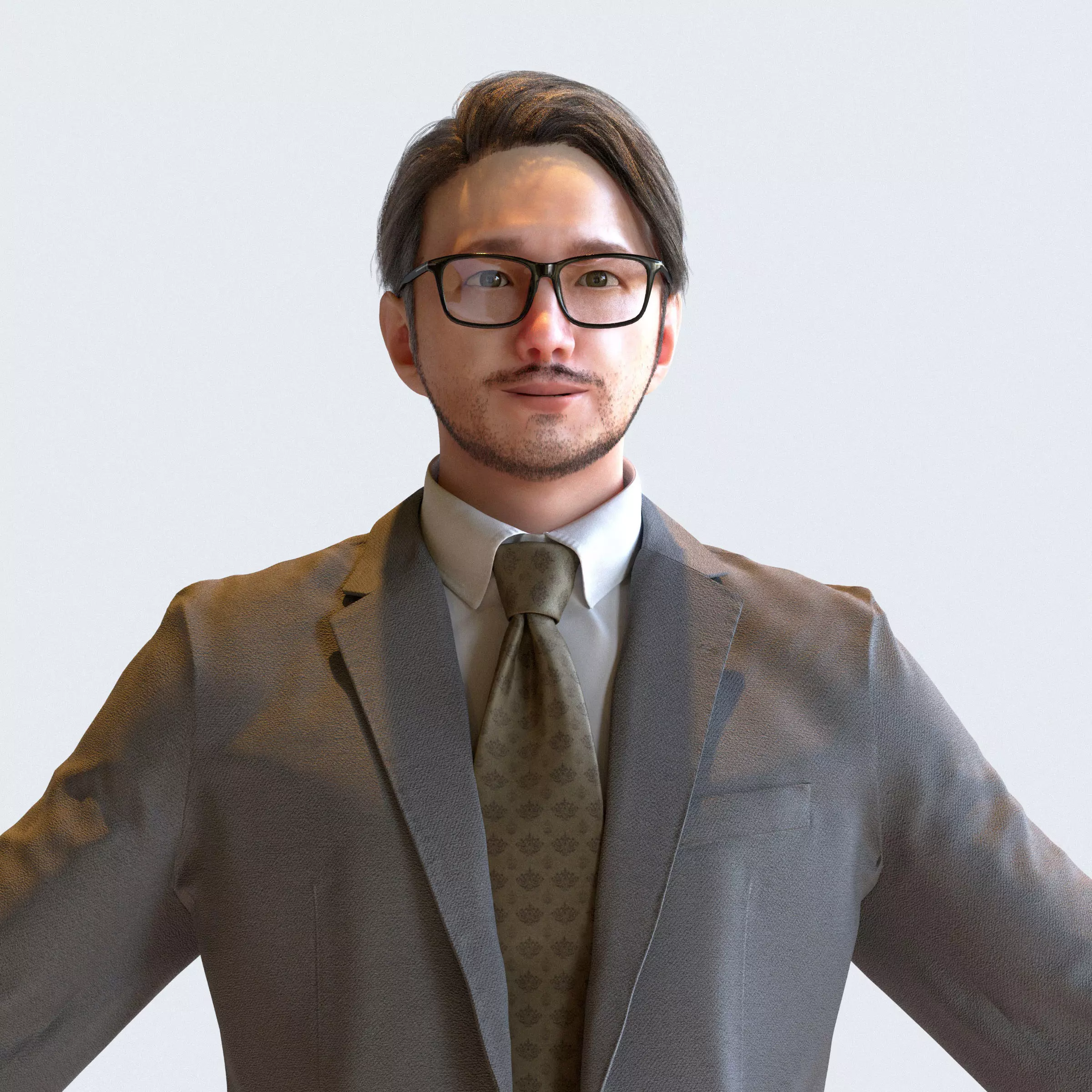 Asian Business Man in A-pose 2 - B1-M2U A 3D model_0