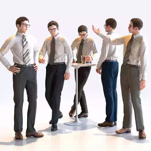 Posed Asian Business Man - 5 Pack 3 - B1-M3Y 3D model